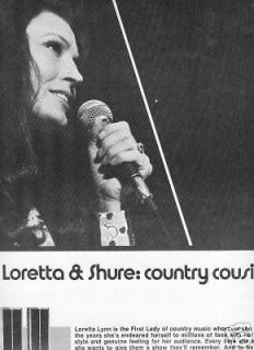 LORETTA LYNN & Shure 1976 POSTER AD Country Cousins