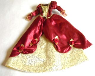 Barbie Doll Gown Dress Party Ball Fancy Christmas Red Gold Princess
