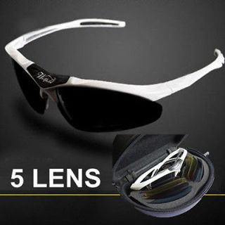 Bicycle Bike UV400 Sports Sun Glasses Eyewear Goggle 5 Len White