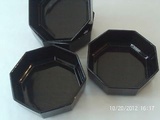 Retro Classic   Octime Black Glass bowls x4 by Arcopal (France)   Mint