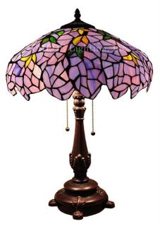 TIFFANY WISTERIA LAVENDER * STAINED GLASS TABLE LAMP