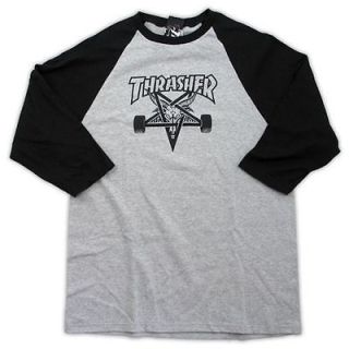Thrasher Magazine SKATE GOAT 3/4 RAGLAN Shirt BLACK/ASH XL