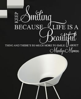 SMILING SMILE MARILYN MONROE WALL ART QUOTE DECAL STICKER MURAL VINYL