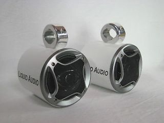Liquid Audio Sounds L 2 White Set of Wakeboard Tower Boat Speakers