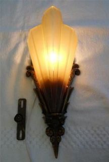 20s Art Deco Bronze Antique Vintage light fixture lamp Slip Shade