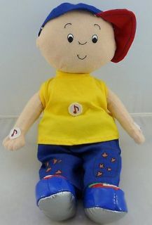 Caillou Plush Doll Talking Learn English French Blue Pants Hat Yellow