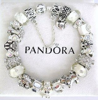 New Authentic Pandora Charm Bracelet Crystal Dog Clear Silver Puppy
