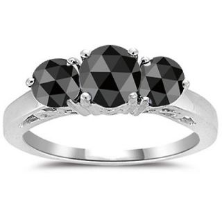 Newly listed 2.89 ct AAA GREAT BLACK ROSE CUT DIAMOND SOLITAIRE .925
