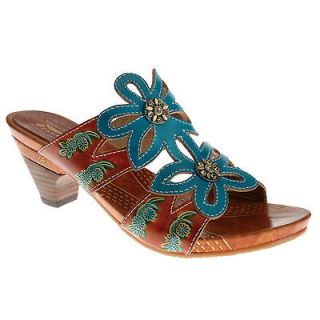 Spring Step Carlina Leather Slide Turquoise Womens Shoes All Sizes