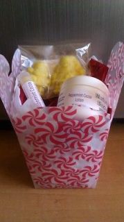 All Natural Handmade Gift Basket Peppermint Cocoa, Lip Balm, Lotion