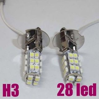 2x New Pure White Car H3 3528 SMD 28 LED Head Light Headlight Bulb