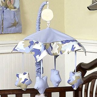 DESIGNS MUSICAL MOBILE FOR BLUE CAMO MILITARY ARMY BABY CRIB BEDDING