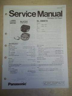 Panasonic Service Manual~SL SW87 0 Shock Wave CD Player~Origina l