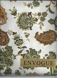 EN VOGUE PAISLEY FLORAL GREEN GOLD CHOCOLATE BROWN TABLECLOTH 60X102
