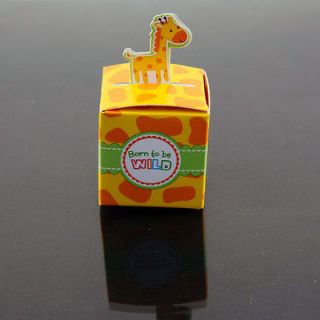 12 Giraffe Born To Be Wild Jungle Baby shower Favor Boxes Party
