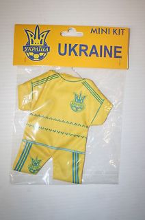 UKRAINE SOCCER FOOTBALL HANGING MINI JERSEY KIT WITH SUCTION CUP NEW