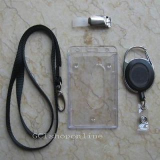 lanyard + ID card Badge holder + Retractable Clip Reel three three