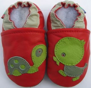 carozoo turtle duck red 2 3y soft sole leather toddler shoes slippers