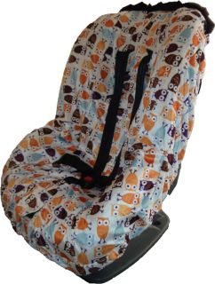 Baby Toddler Kids Minky Car Seat Cover   Owl Design / Black Trim