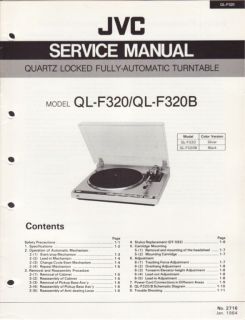 JVC Service Manual for QL F320/QL F32 0B Turntable