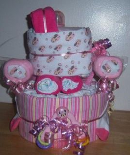 of a Kind Baby Shower Single Tier + Bassinet Minnie Mouse Diaper Cake
