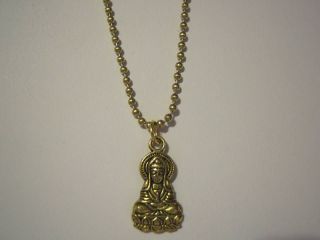 Gold Plated Sakyamuni Buddha Brass Ball Chain Necklace