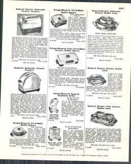 1950 Ad General Electric Sunbeam Electric Toaster Waffle Irons