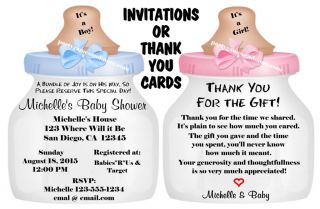 PARTY FAVOR BABY SHOWER BOTTLE INVITATION OR THANK YOU CARDS