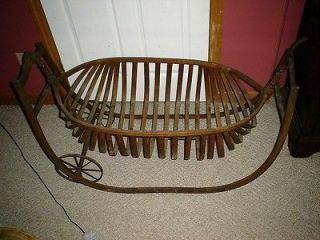 1860s 70s wooden field cradle   baby carriage   