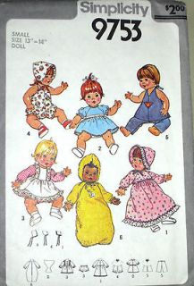 VTG Simplicity Baby Doll Clothes Baby Alive Wardrobe 13 18 Pattern