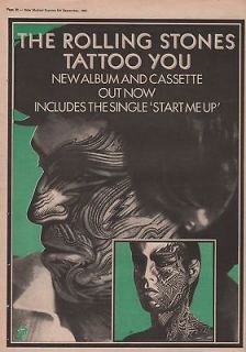 ROLLING STONES POSTER / Advert VINTAGE 81 #3 tattoo