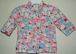 Baby Gap 12 18M Girl pea coat floral pockets lined faux double