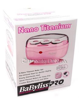 BaByliss Nano Titanium 5 Roller Set 1.5 Hair Curling Set Pink Curlers