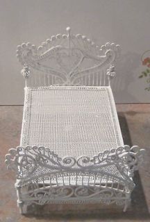 Newly listed Dollhouse Miniature White Wire Wicker Bed