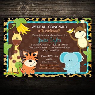 Jungle Safari Animals Printable Baby Shower or Birthday Invitation