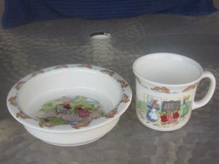 ROYAL DOULTON FINE CHINA BUNNYKINS CUP AND BABY BOWL ENGLAND 2 PIECES