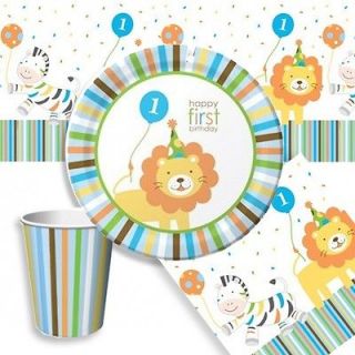 Stylish Baby Boys 1st First Birthday Party Plates Cups Napkins