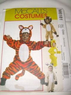 Lion Tiger Costume Pattern McCalls 6181 Chick Bunny 6m 4 Baby Toddler