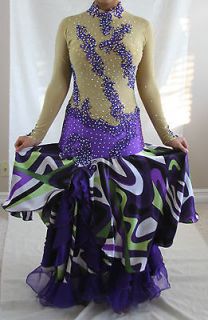Competition Ballroom Dance Pageant Mardi Gras Gown Dress Medium Purple