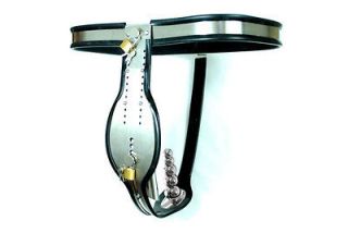 NEW Male Stainless Steel Adjustable Chastity Belt + PLUG 