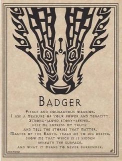 Badger Prayer Parchment Poster ~ Book of Shadows ~ Grimoire
