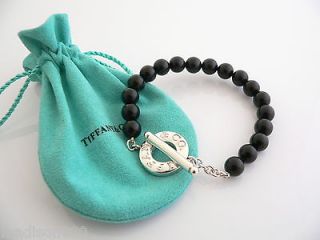 Tiffany & Co Silver Onyx Bead Toggle Bracelet Bangle