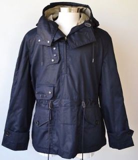 NWT BURBERRY BRIT MENS $695 BAILEY NAVY BLUE HOODED PULLOVER COAT