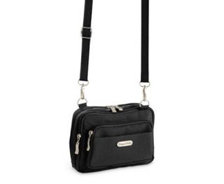 Baggallini Triple Zip Cross Body Bag Nylon Purse Handbag Black 52