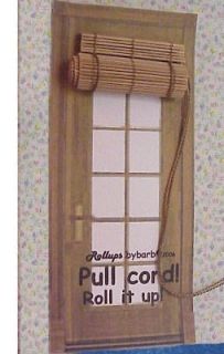 Dollhouse BLIND Roll Up BAMBOO Working DOOR BB1OD By Barb natural NEW