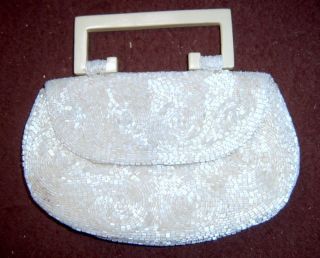 Vintage France Hand Beaded Bakelite Small Purse Bag