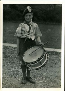 VTG PHOTO DRUMMER BOY Marching Band Uniform S nare Drum Tassels I