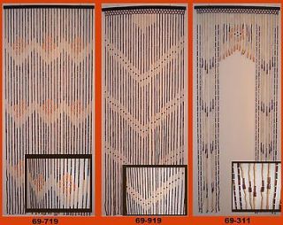 Natural Bamboo & Wood Beaded Door Curtains   3 Patterns Available.