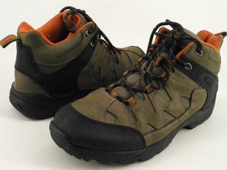 Mens boots dark brown leather fabric Ozark Trail 12 M hiking trekking