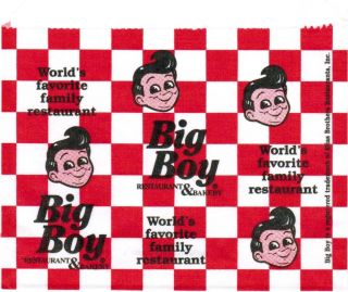 Old bag BIG BOY RESTAURANT with boy pictured unused new old stock n